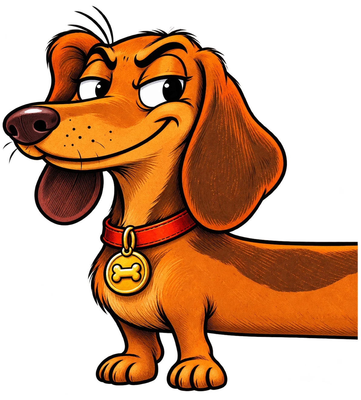 Smug Long Dog with two front legs